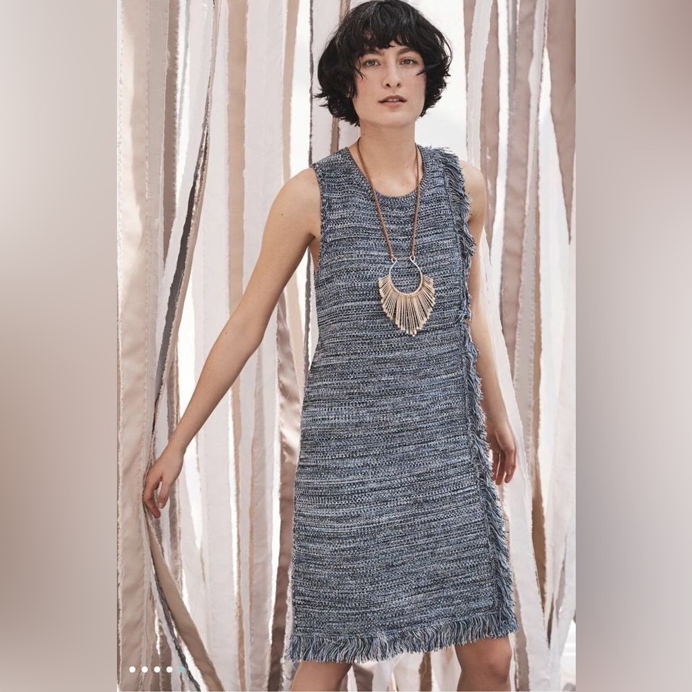 HOLDING HORSES Blue Textured Mini Dress - Picture 4 of 7